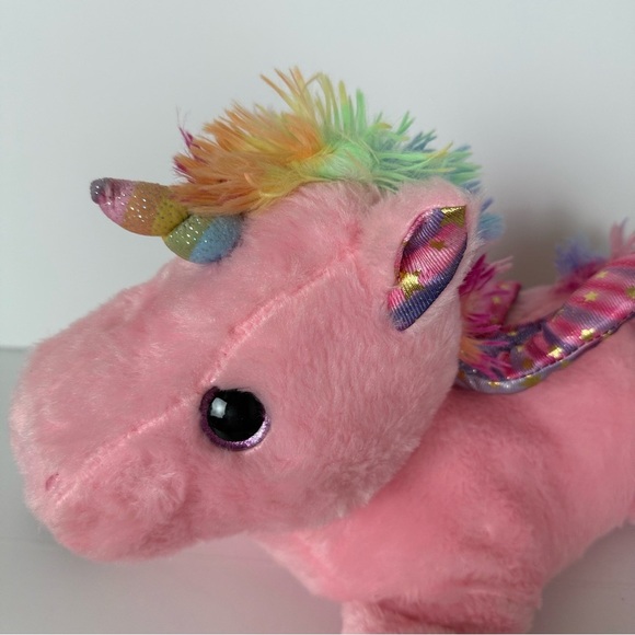Pink Plush Rainbow Unicorn Stuffed Animal‎ Toy – Wings, Stars & Horn – Kawaii - Picture 5 of 10
